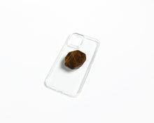 Load image into Gallery viewer, WMC Tigerseye phone grip displayed on a clear phone case
